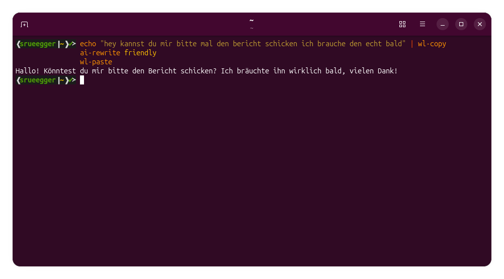 Terminal-Fenster mit Beispiel Script