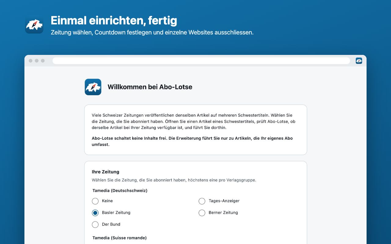 Einstellungen von Abo-Lotse