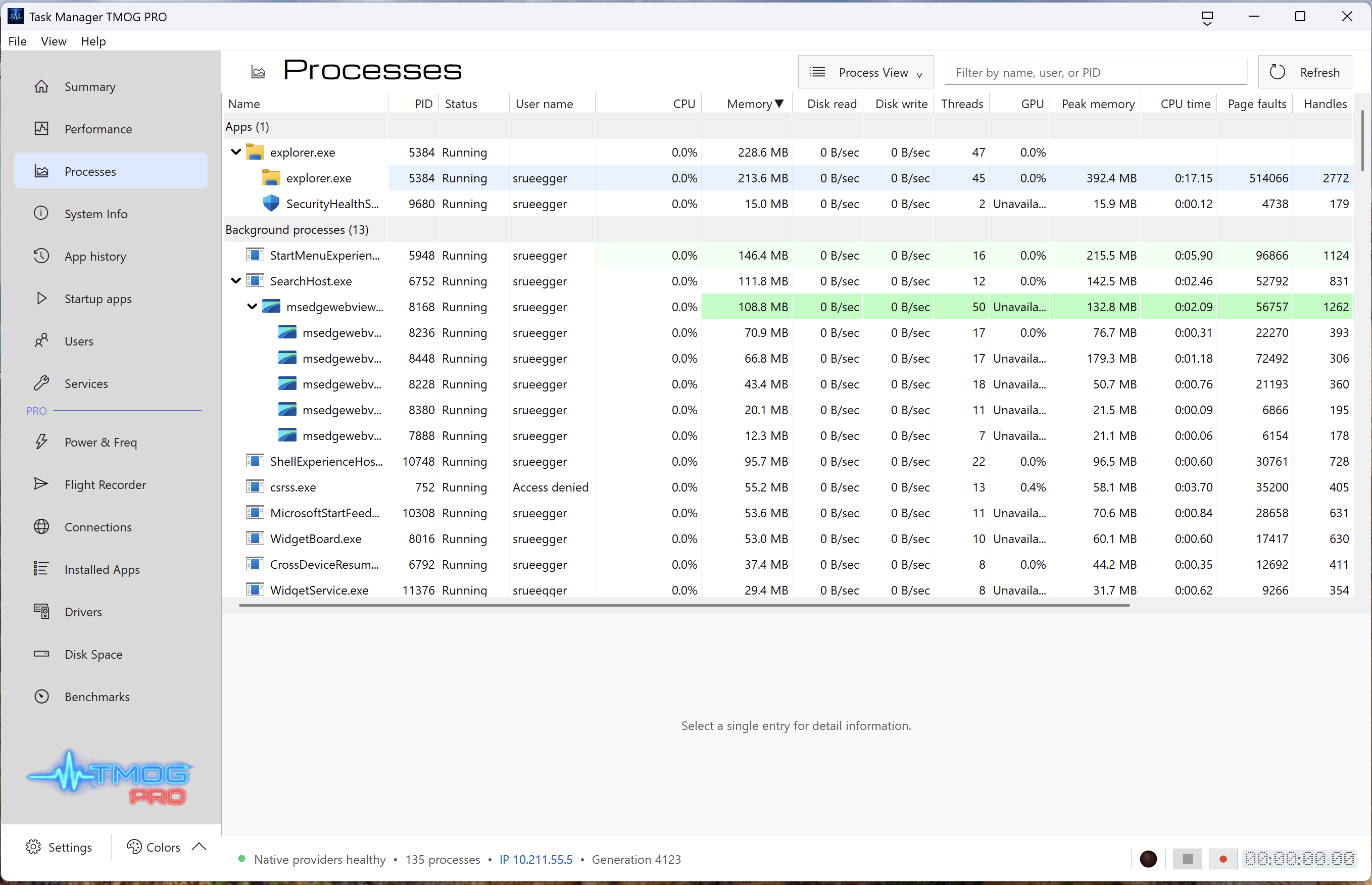 Prozess Ansicht unter Windows