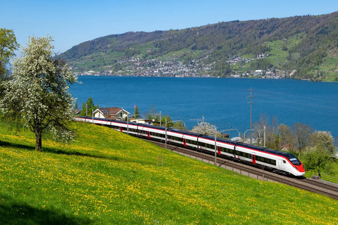 Giruno Zug an einem Sommertag am Zugersee