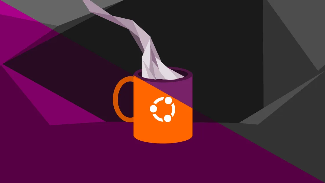 Ein Wallpaper von Ubuntu 26.04 mit einer Kaffeetasse mit Ubuntu Logo